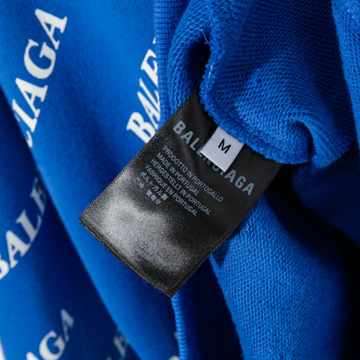 Balencaiga Allover Balenciaga logos Hoodie Blue