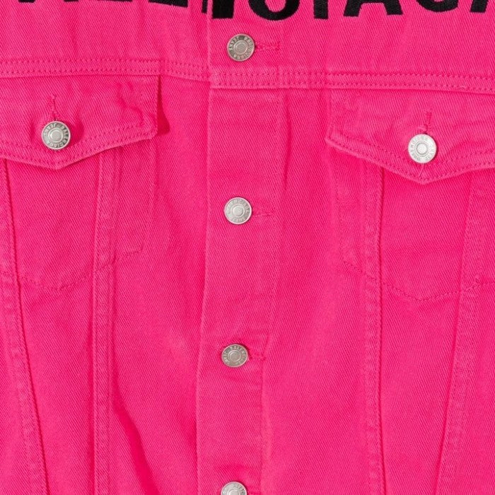 Balencaiga Chest Logo Denim Jacket Fluo Pink