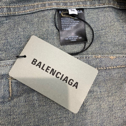 Balencaiga Chest Logo Denim Jacket Blue