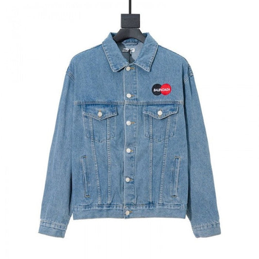 Balencaiga Uniform Logo Denim Jacket Blue