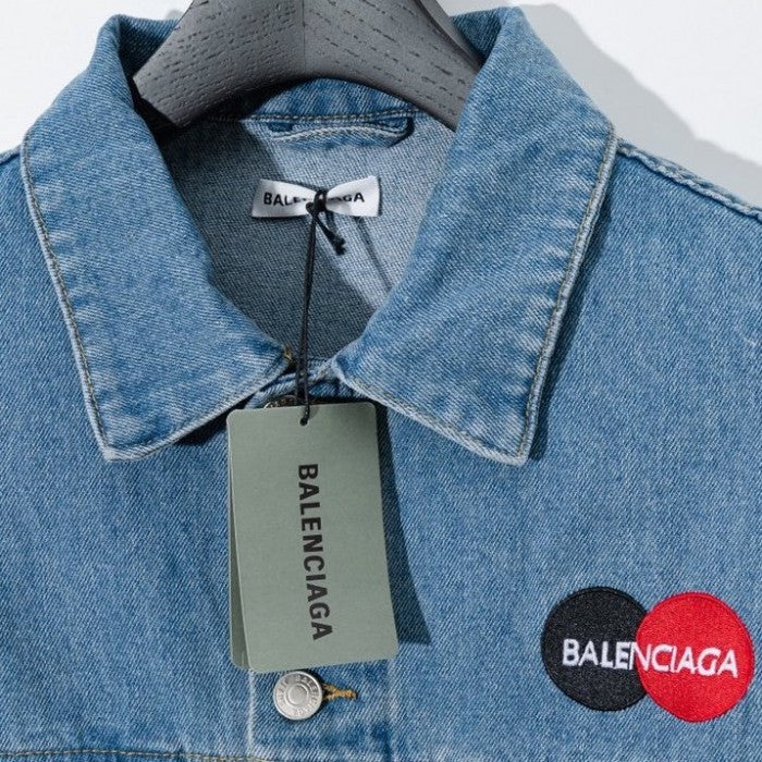 Balencaiga Uniform Logo Denim Jacket Blue