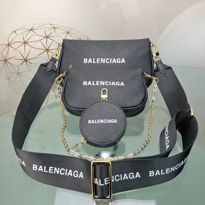 Balenciaga Multi Pochette Leather Bag Black