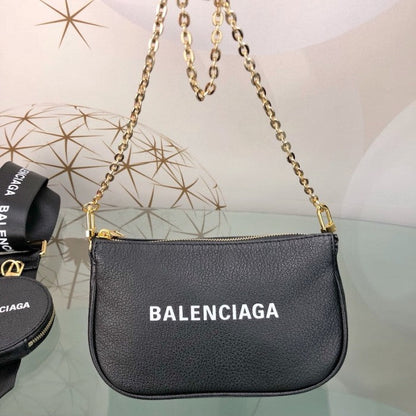 Balenciaga Multi Pochette Leather Bag Black