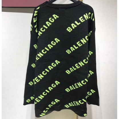 Balenciaga Allover Logo Crewneck Sweater Black / Green