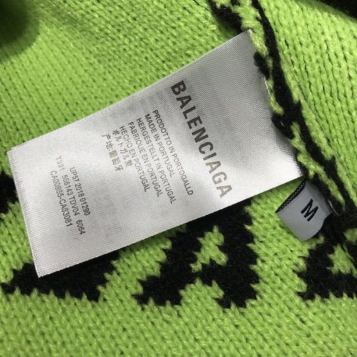 Balenciaga Allover Logo Crewneck Sweater Black / Green