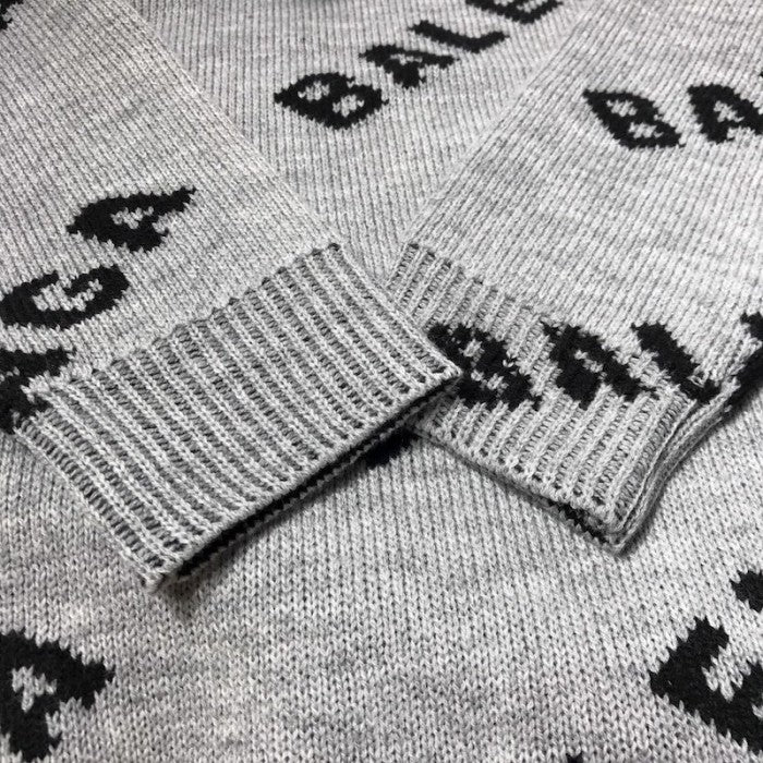 Balenciaga Allover Logo Crewneck Sweater Grey