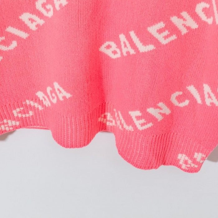 Balenciaga Allover Logo Crewneck Sweater Pink