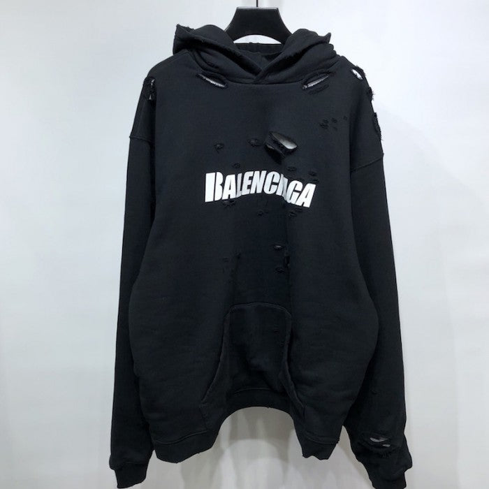 Balenciaga Caps Destroyed Hoodies Black