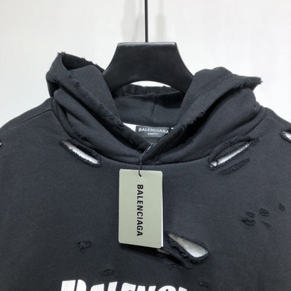 Balenciaga Caps Destroyed Hoodies Black