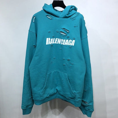 Balenciaga Caps Destroyed Hoodies Blue