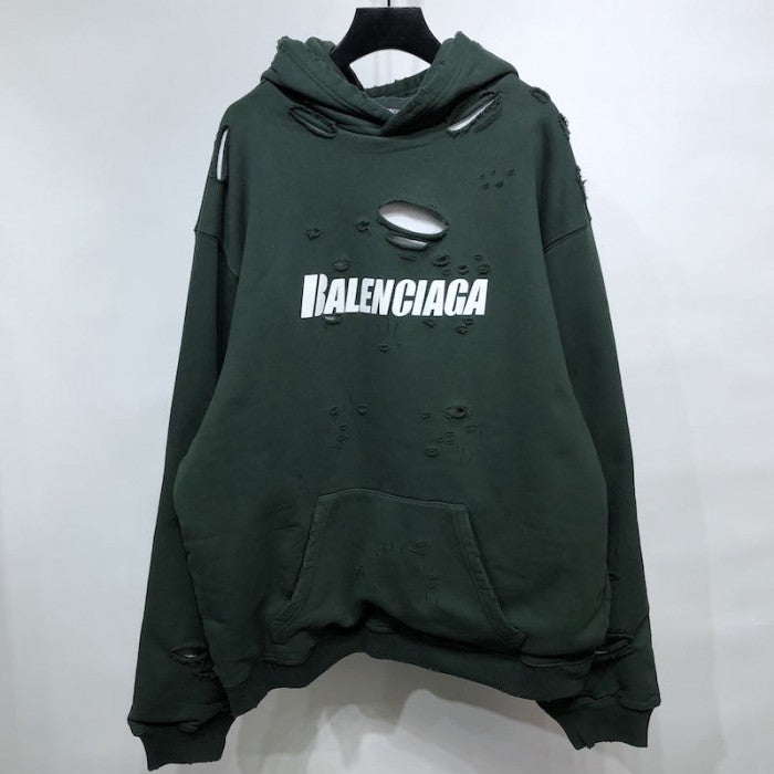 Balenciaga Caps Destroyed Hoodies Green