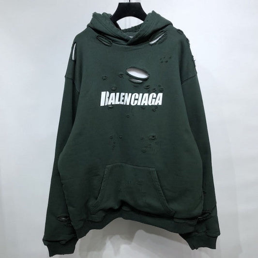 Balenciaga Caps Destroyed Hoodies Green