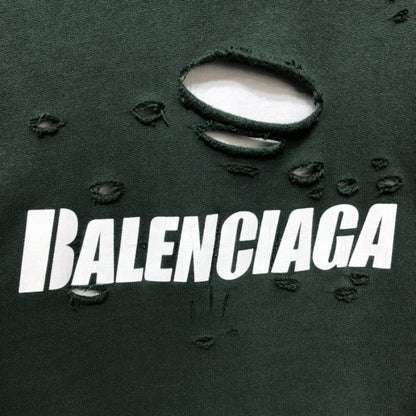 Balenciaga Caps Destroyed Hoodies Green