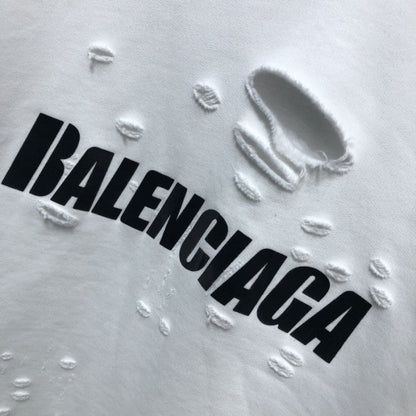 Balenciaga Caps Destroyed Hoodies White