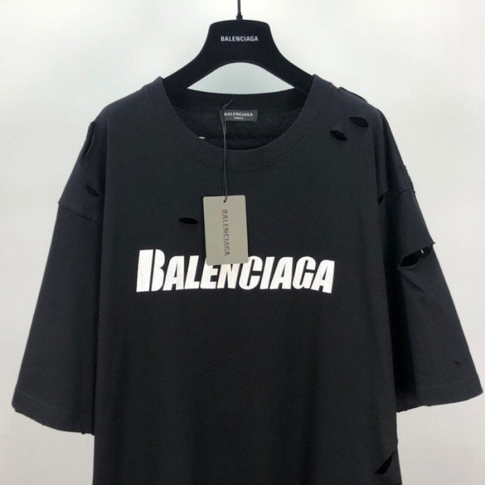 Balenciaga Caps Destroyed Flatground T-shirt Black