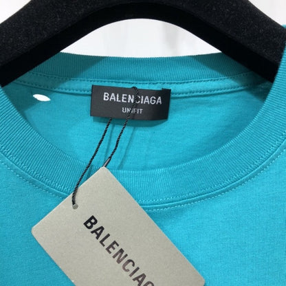 Balenciaga Caps Destroyed Flatground T-shirt Turquoise Blue