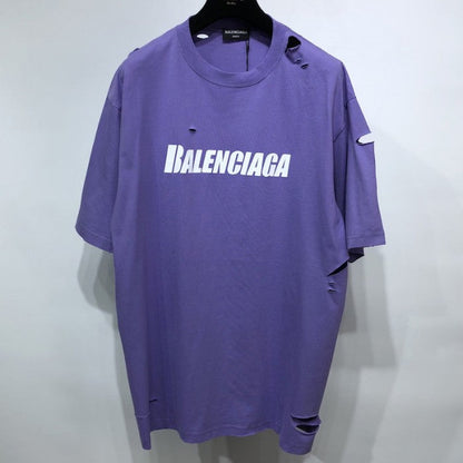 Balenciaga Caps Destroyed Flatground T-shirt Purple