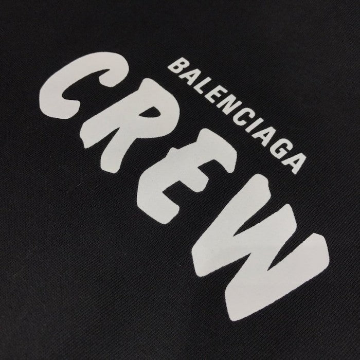 Balenciaga Crew Hoodies in Black and White Printed Curly Fleece