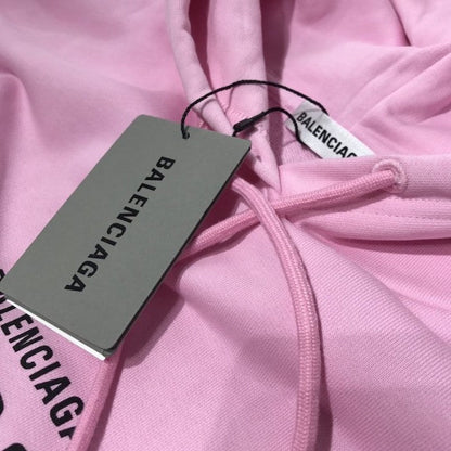 Balenciaga Crew Hoodies in Pink and Black Printed Curly Fleece