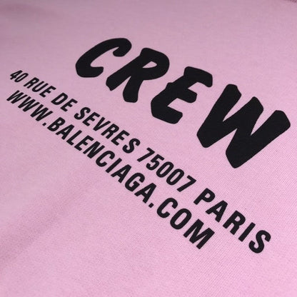 Balenciaga Crew Hoodies in Pink and Black Printed Curly Fleece