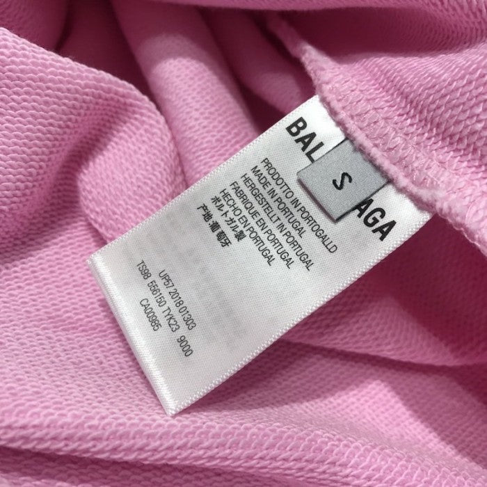 Balenciaga Crew Hoodies in Pink and Black Printed Curly Fleece