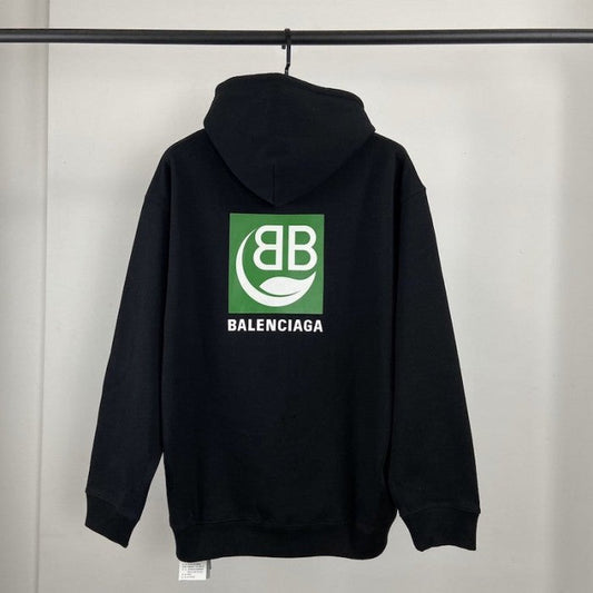 Balenciaga Green Logo Hoodies Black