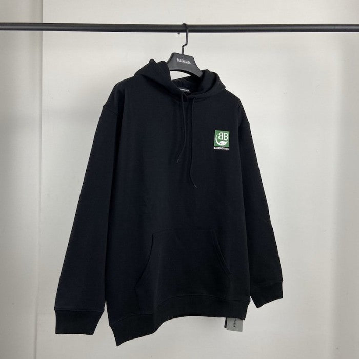 Balenciaga Green Logo Hoodies Black