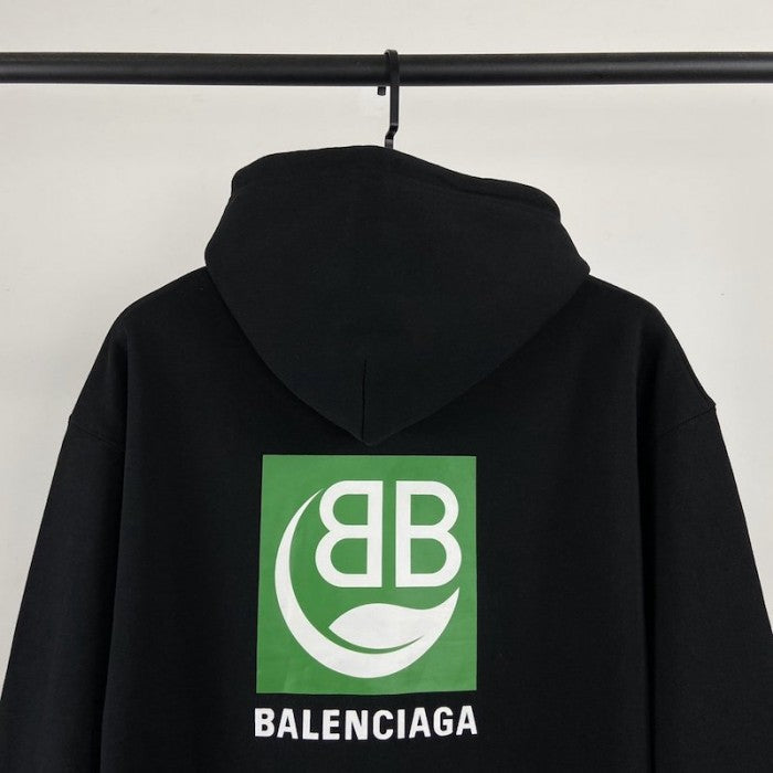 Balenciaga Green Logo Hoodies Black