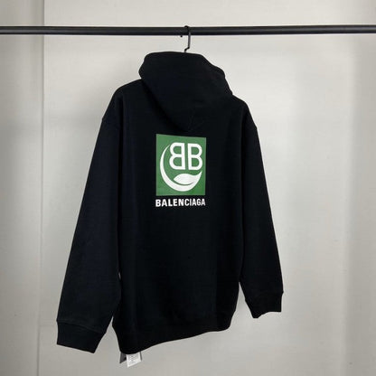 Balenciaga Green Logo Hoodies Black