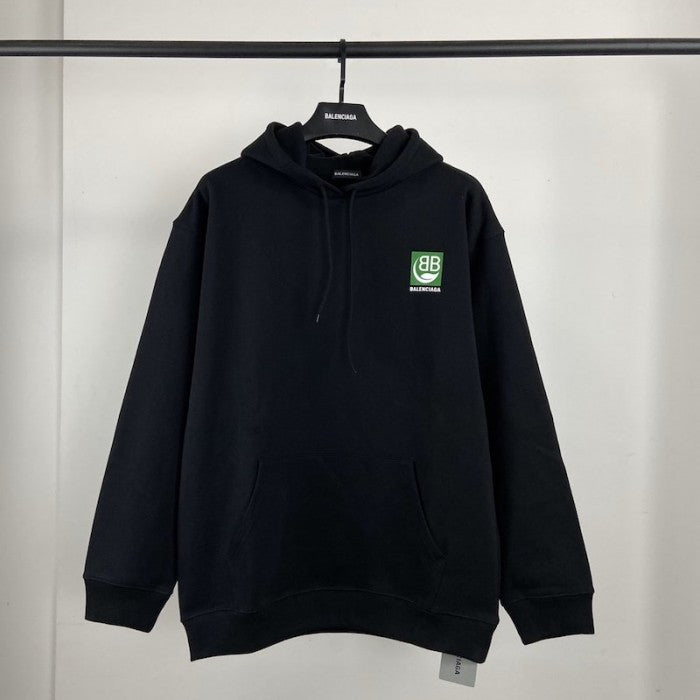 Balenciaga Green Logo Hoodies Black