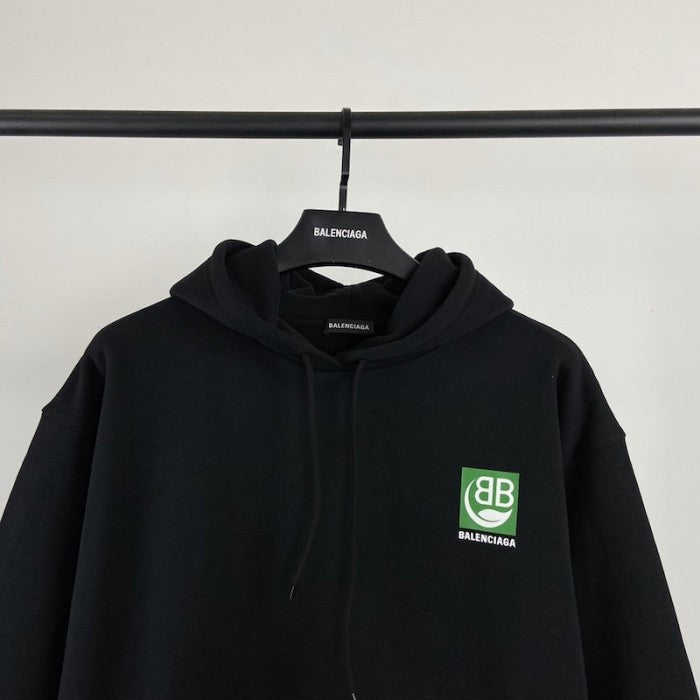 Balenciaga Green Logo Hoodies Black