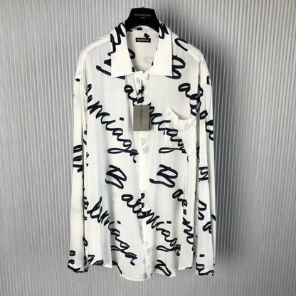 Balenciaga Hemd mit Logo Print White