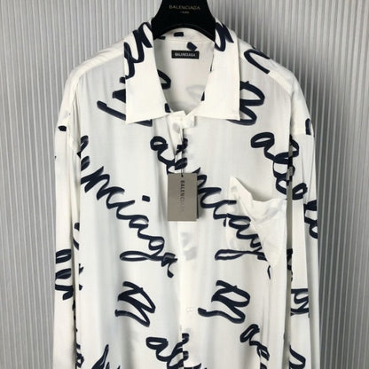 Balenciaga Hemd mit Logo Print White