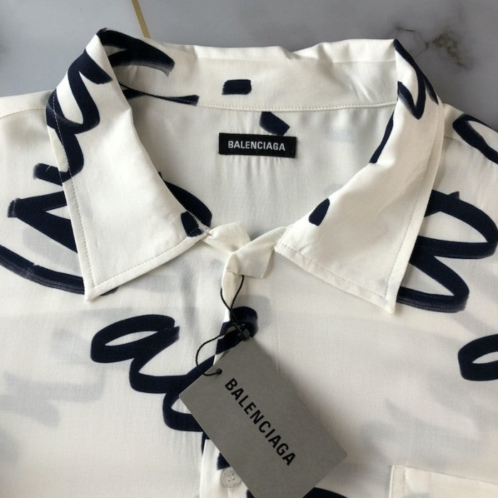 Balenciaga Hemd mit Logo Print White