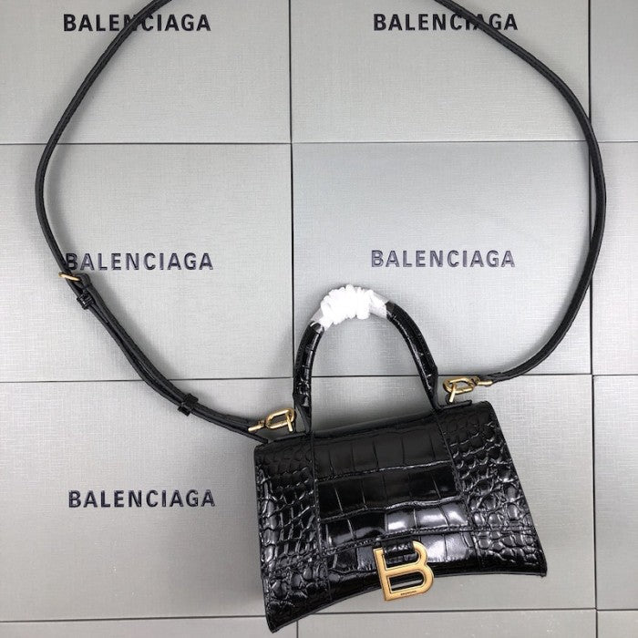 Balenciaga Women's Hourglass Xs Handbag in Black / Gold