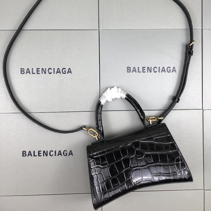 Balenciaga Women's Hourglass Xs Handbag in Black / Gold