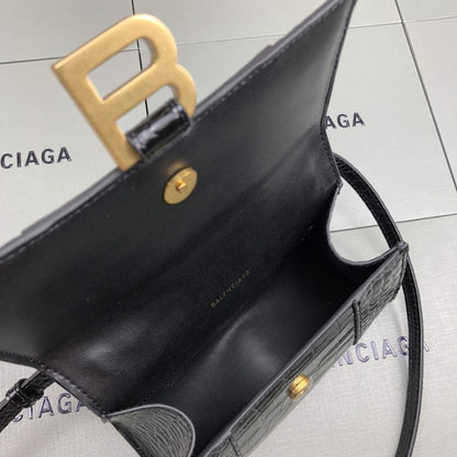 Balenciaga Women's Hourglass Xs Handbag in Black / Gold