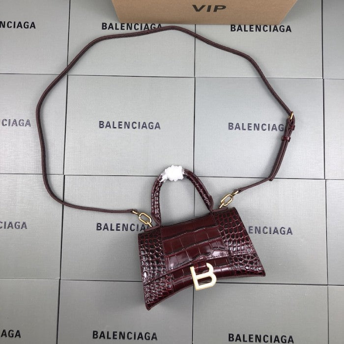 Balenciaga Women's Hourglass Xs Handbag in Dark Red