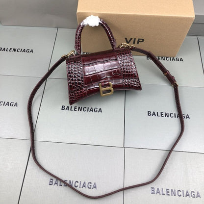 Balenciaga Women's Hourglass Xs Handbag in Dark Red