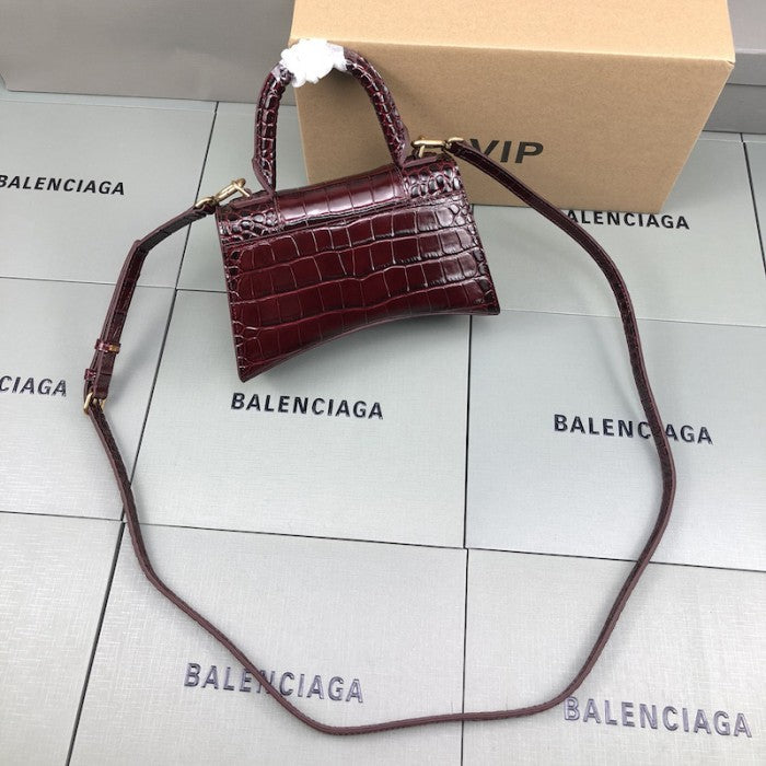 Balenciaga Women's Hourglass Xs Handbag in Dark Red