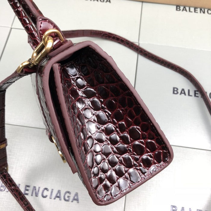 Balenciaga Women's Hourglass Xs Handbag in Dark Red