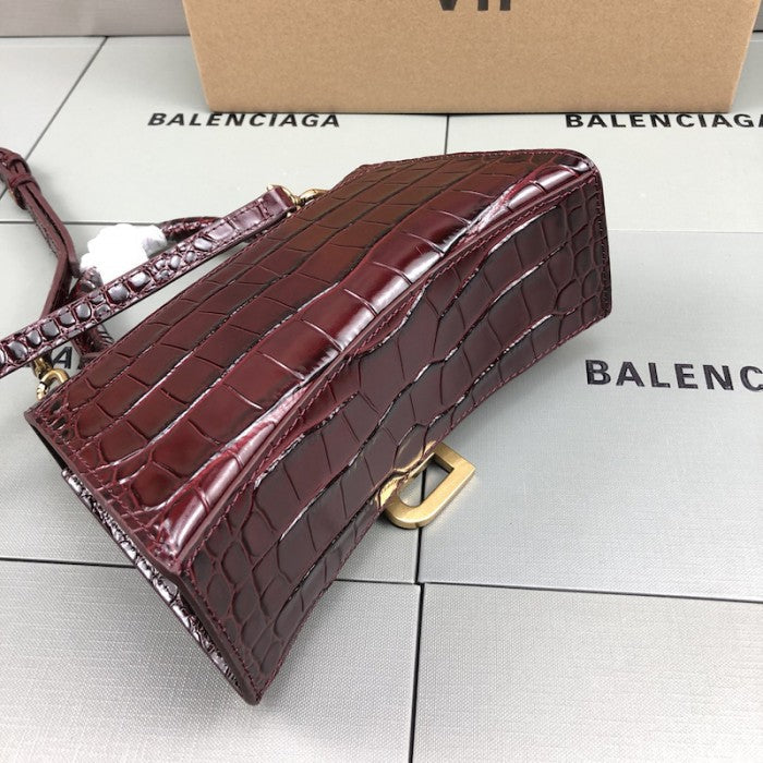 Balenciaga Women's Hourglass Xs Handbag in Dark Red