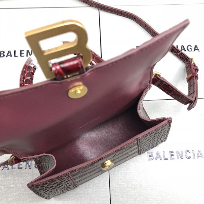 Balenciaga Women's Hourglass Xs Handbag in Dark Red