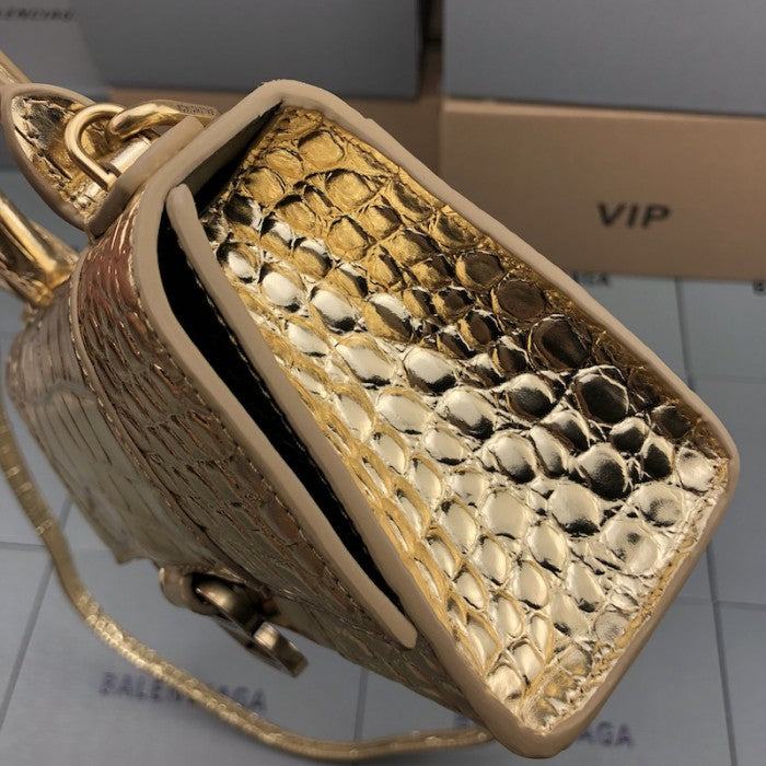 Balenciaga Women's Hourglass Xs Handbag in Gold