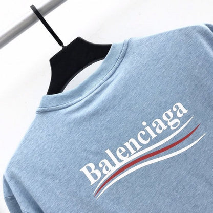 Balenciaga logo printed short sleeves T-shirt Blue