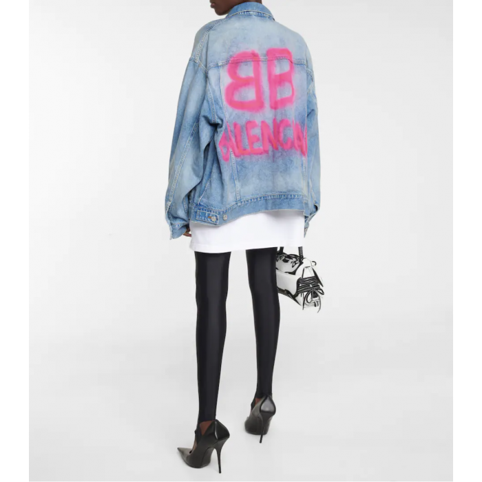 Balenciaga Denim jacket with Pink BB Balenciaga