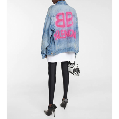 Balenciaga Denim jacket with Pink BB Balenciaga