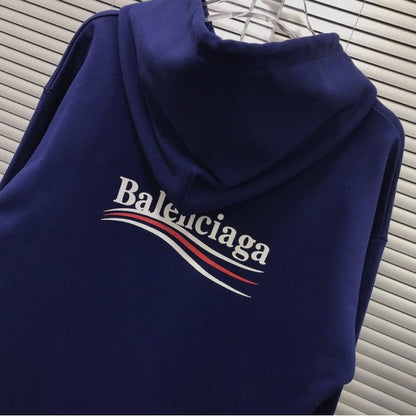 Balenciaga Print Hoodies Blue