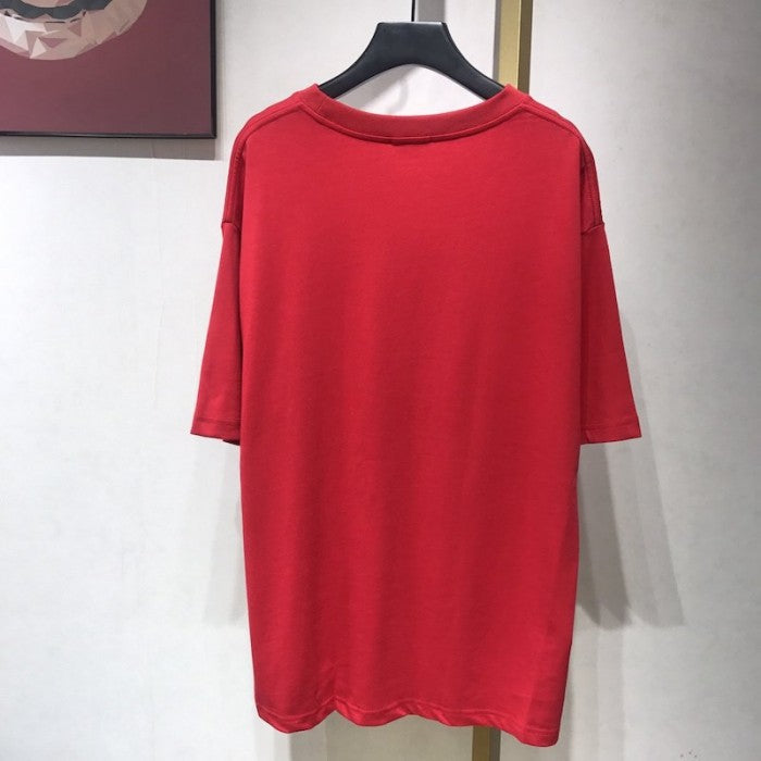 Balenciaga Oversized Small Logo T-shirt Red