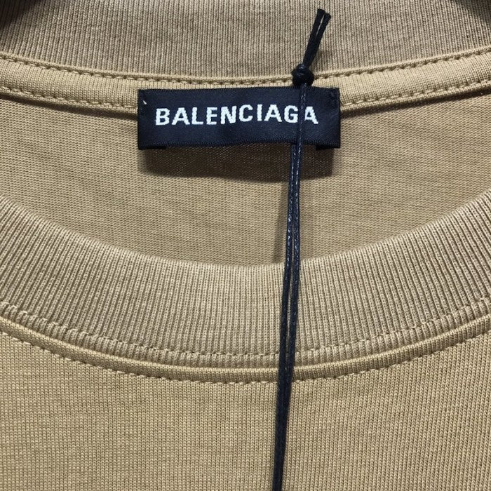 Balenciaga Oversized Small Logo T-shirt Tan